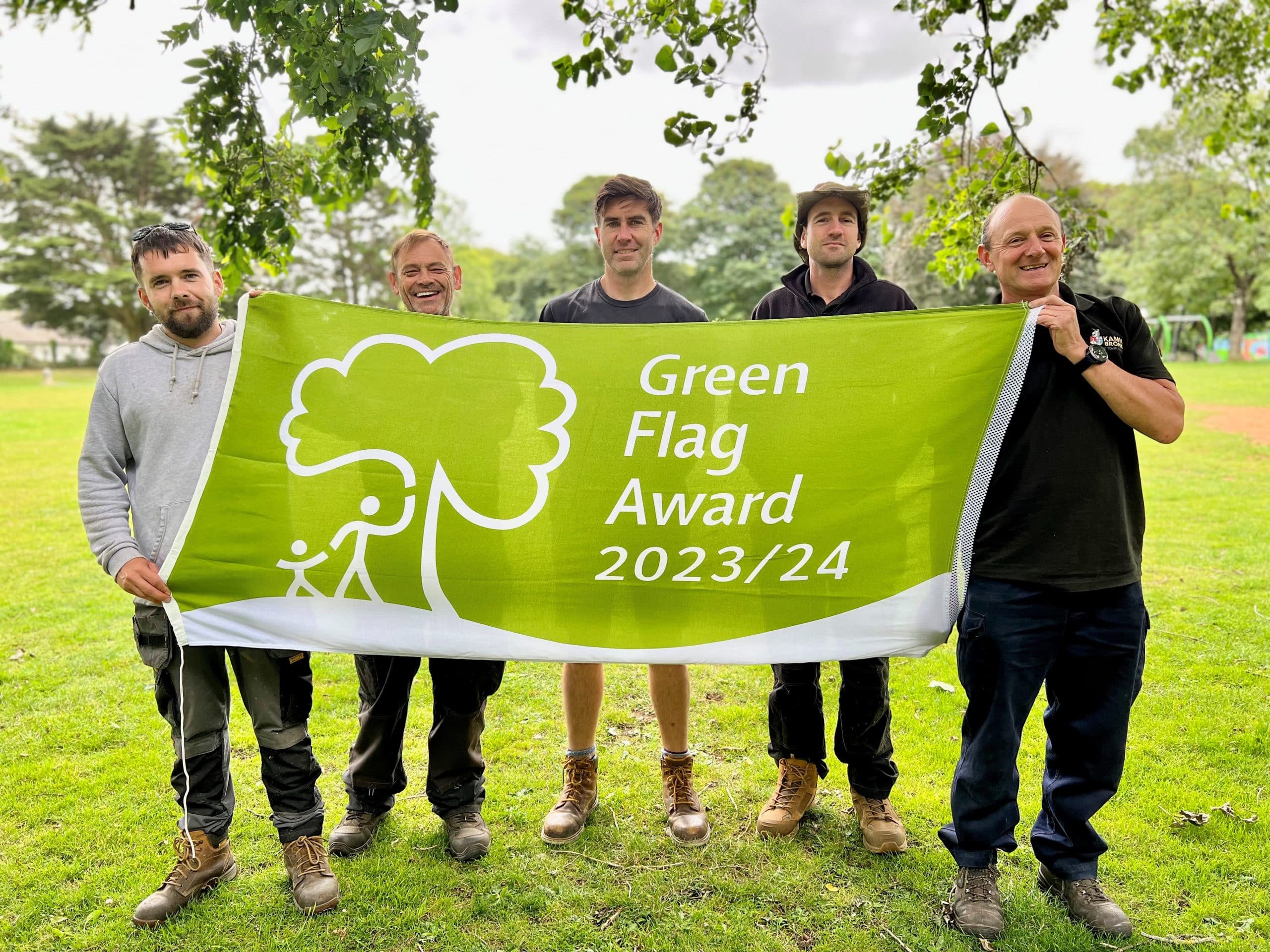 The Amenities Team with the Green Flag Award 2023.